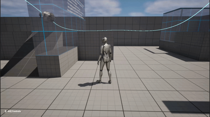 The example map running — the drone patrols and detects the player